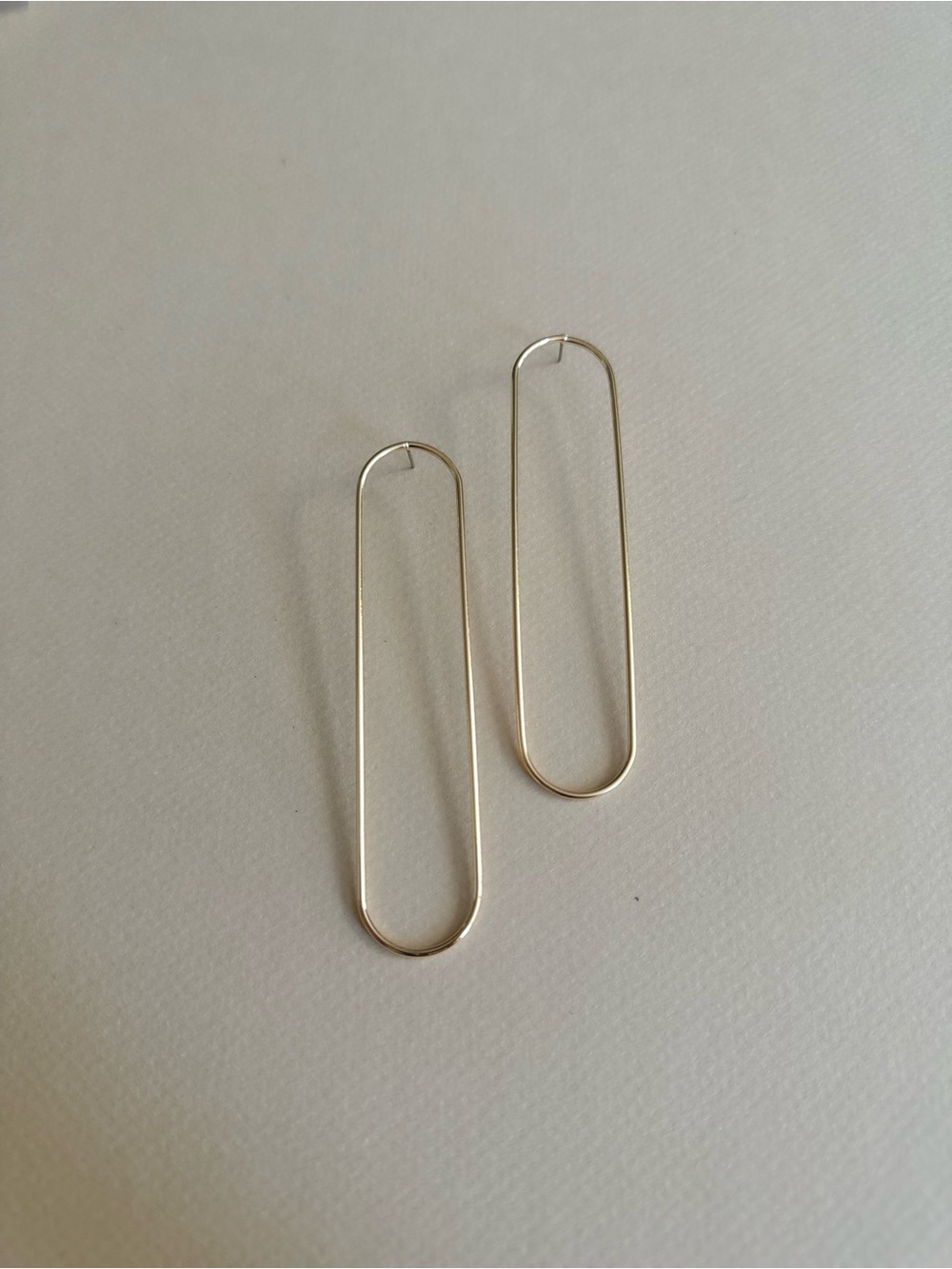 Minimalist Oval Drop Earrings #2639 - Picture 3 of 5